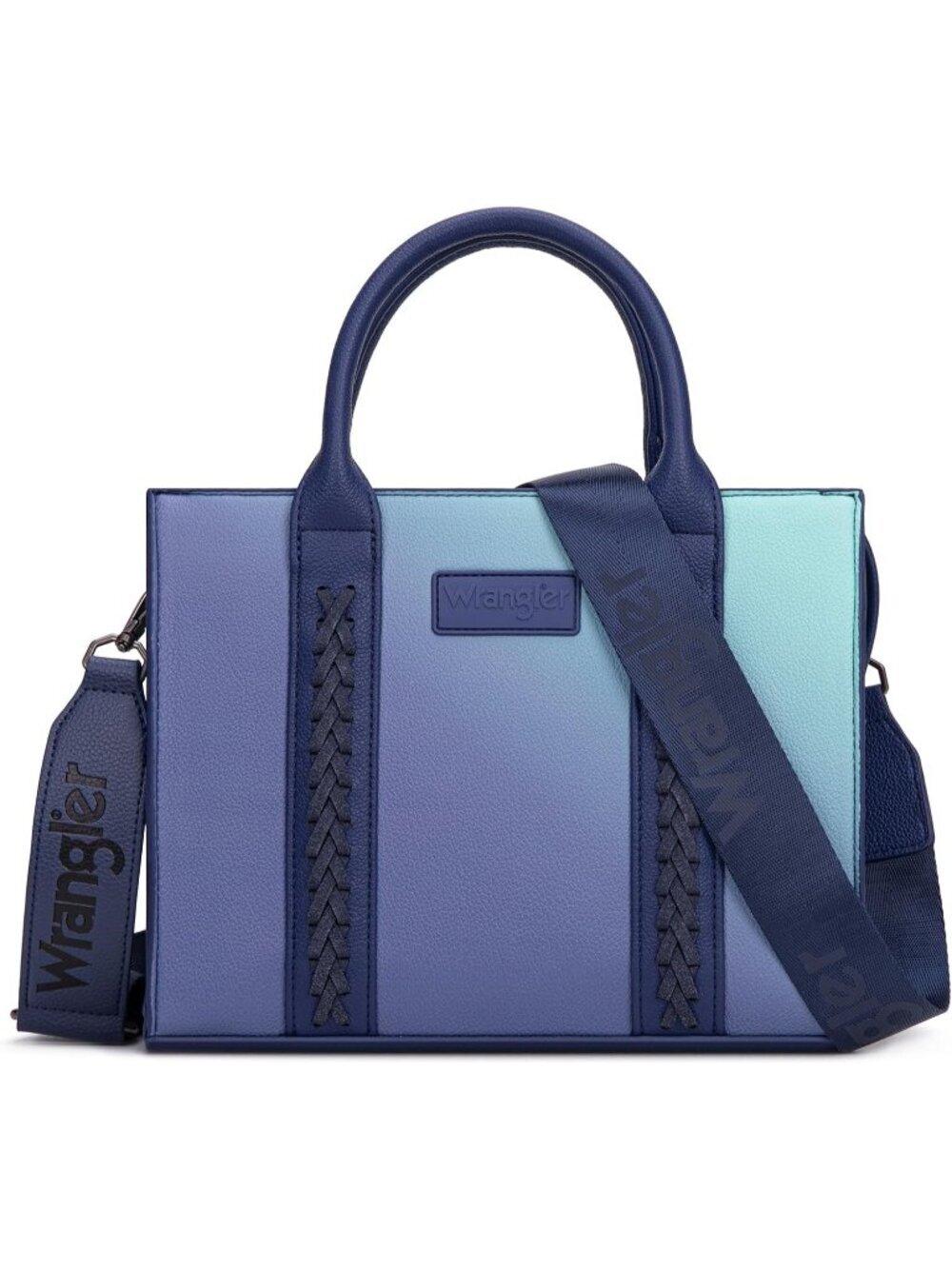 Women's A-Navy Polyester Zipper Top-handle Strap Quilted Tote Crossbody Bag